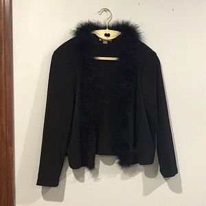 Calvin Klein bolero shrug with fake fur. Sz L